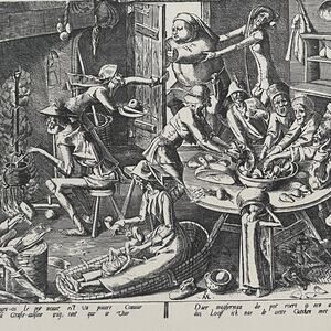 Pieter Bruegel, The Thin Kitchen, Engraving, Print, Bookplate, Art~ 241229-WH 70